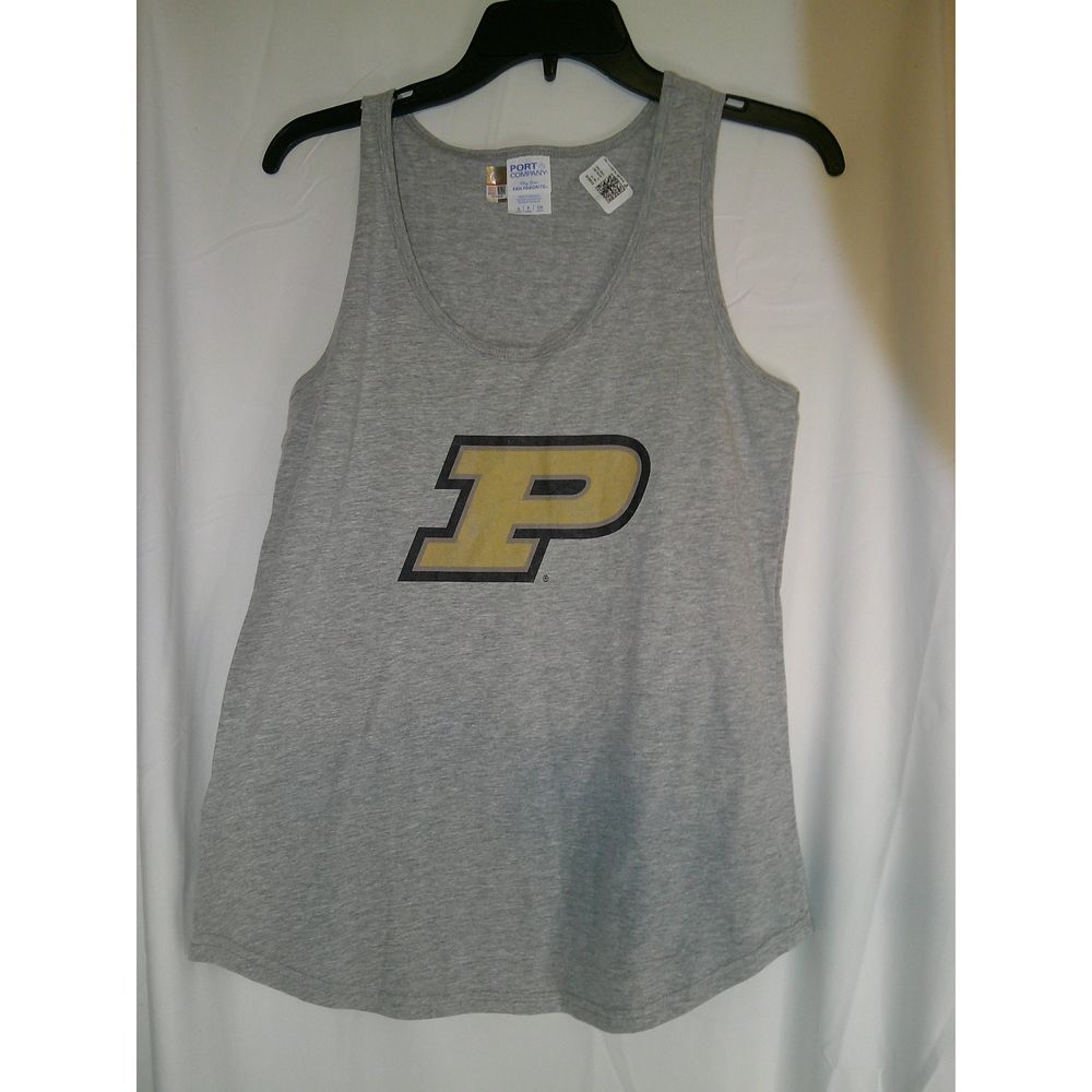 Purdue University Port & Company Fan Favorite Gray Tank Top Athletic Casual Wear